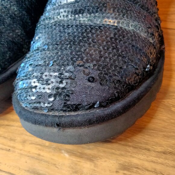 UGG Womens Boots Size 8 Black Sequin Winter Shoes - Picture 6 of 8